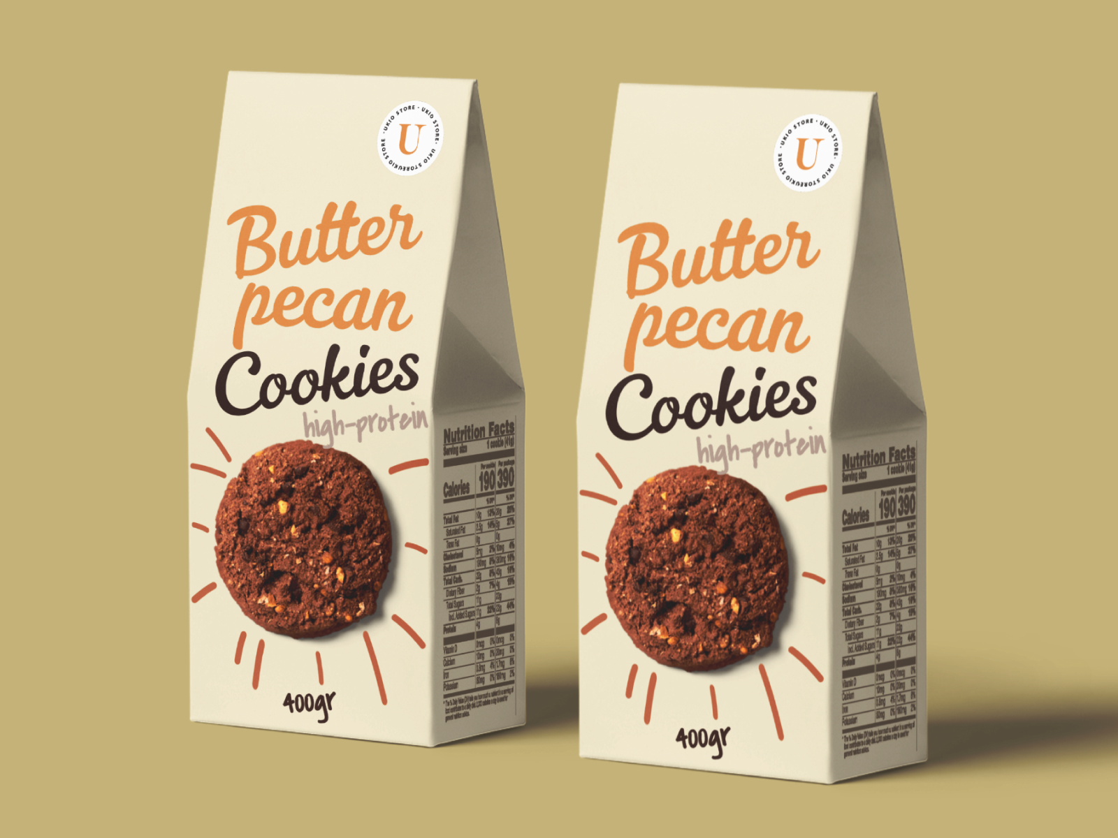 Ukio Butter Pecan Cookies Packaging